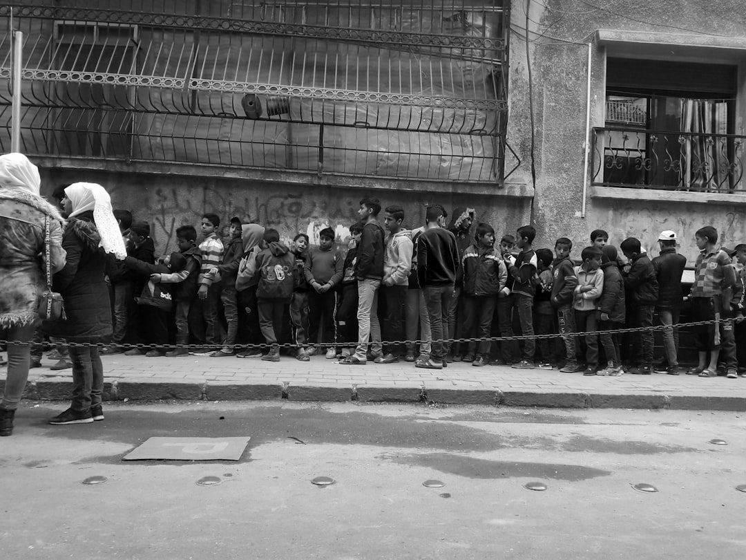 People queuing in a long line — the Boxing Day shopping tradition