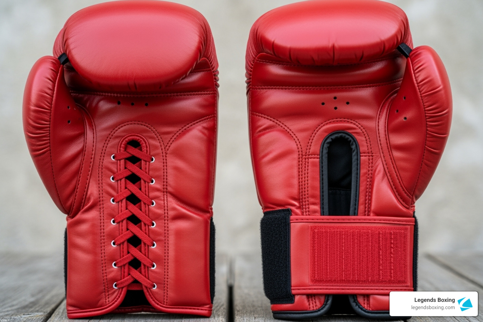 Side-by-side comparison of lace-up and velcro boxing glove closures